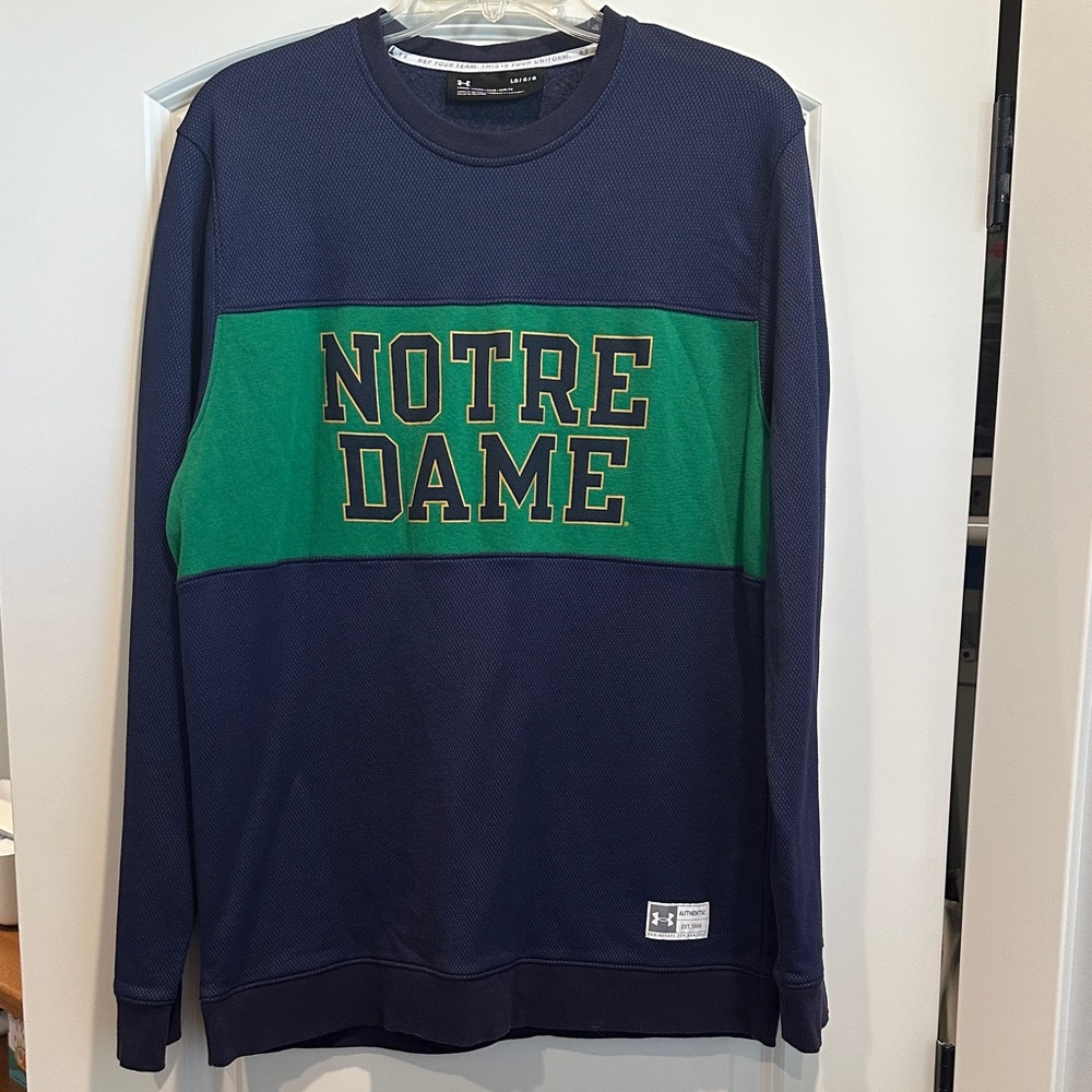NEW without tags - UA Navy and Green Notre Dame Crewneck